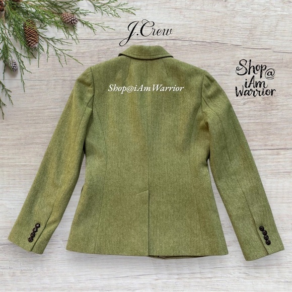 J.Crew sage green herringbone wool Hack ing jacket shop@iamwarrior - Picture 9 of 16
